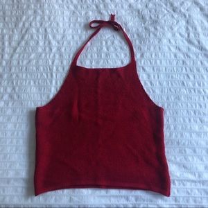 Brandy Melville Red Crochet Halter Top